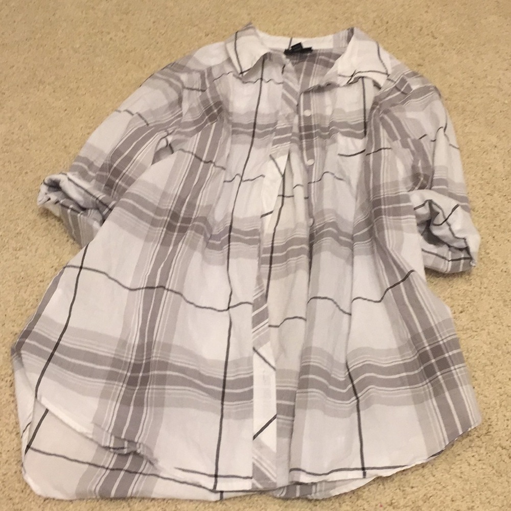 Grey button down shirt
